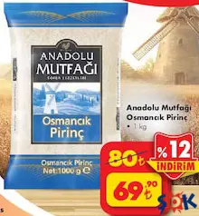 ANADOLU MUTFAĞI OSMANCIK PİRİNÇ 1 KG fiyat ve kampanya bilgisi